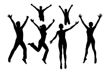 set of customer jumping silhouette vector illustration isolated on white background