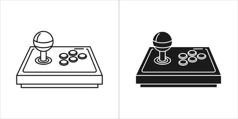 Arcade joystick icon set, representing retro gaming and entertainment