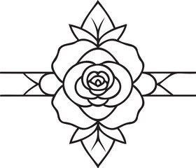 Floral Divider with Central Rose Vector – Stylish Rose Border Design