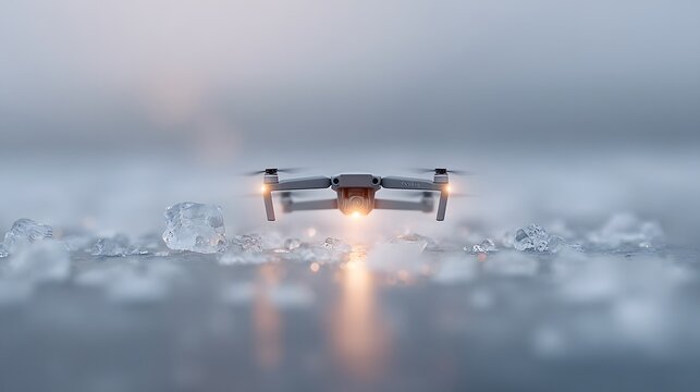 Drone Hovering Over Ice