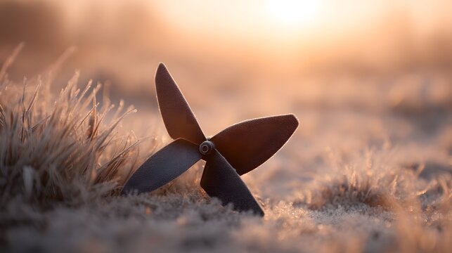 Frozen Propeller on Frosty Ground