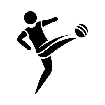 sipa kick athlete icon leg motion trails and fly vector art illustration
