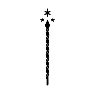 twisted wood wand with tiny star pendants silhouette.
