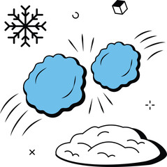 Throwing snowballs winter fun activity isometric flat vector illustration