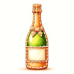 Festive gingerbread champagne bottle ready for celebration and holiday enjoyment