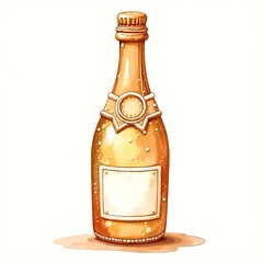 A colorful gingerbread champagne bottle stands decorated with icing and a bow, perfect for holiday festivities or celebrations. It showcases creativity and cheer.