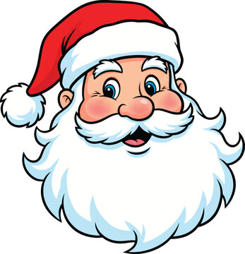Cheerful Santa Claus Vector Headshot Illustration on transparent background - Christmas Cheer