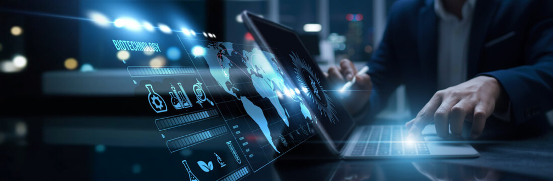 Researchers connected to the digital biotechnology access innovation lab. Genetic engineering, bioinformatics analysis, molecular discovery, and healthcare advancement. - Powered by Adobe