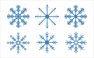 Blue Geometric Snowflakes Icon and Symbol Set