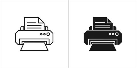 Printer icon set, representing office equipment for printing documents