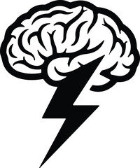 Fototapeta premium Brainstorming Brain Lightning Bolt Concept Vector for Thought and Solutions