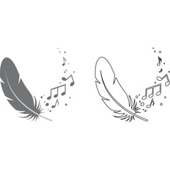 Fototapeta premium Feather with Music Notes Illustration musical vector symbol icon design element art graphic melody sound song