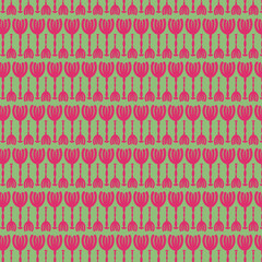  Tulips bloom  seamless vector pattern.
