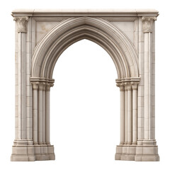 Fototapeta premium Gothic Stone Archway with Columns isolated on a transparent background