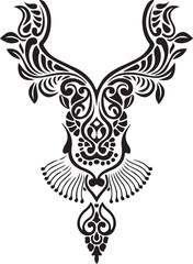 Black tribal eagle tattoo design vector illustration featuring the bird symbol with wings silhouette art
