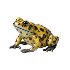 Fototapeta premium Yellow spotted frog figurine isolated on a transparent background