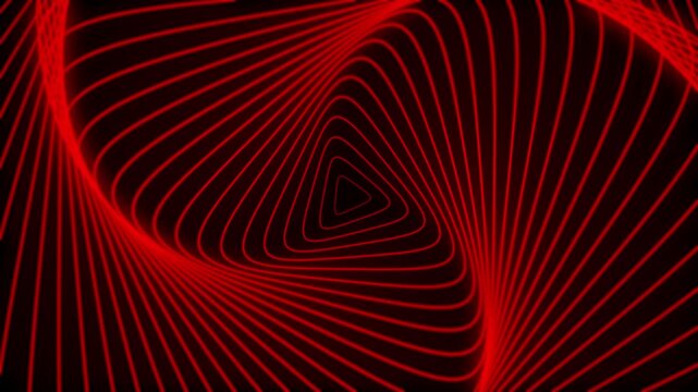 Red triangular spiral tunnel, great for abstract backgrounds in design projects, presentations, and digital art.