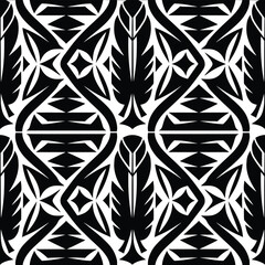 Black and White Tribal Feather Pattern Vector Design