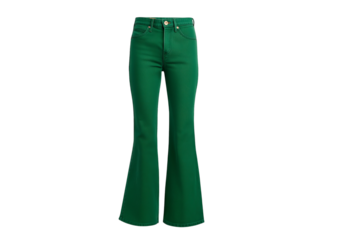 Green Flared Bell Bottom Jeans isolated on a transparent background 1