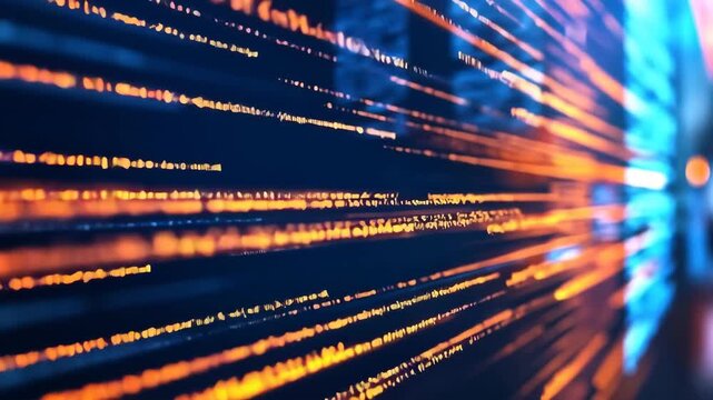 Abstract futuristic background with vibrant data streams flowing through a digital landscape representing technology, communication, and innovation concepts