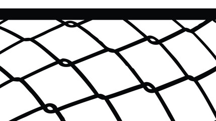 Vector illustration of a seamless chain-link fence pattern. Thick black lines form a diamond mesh against a white background, with a solid black top border. Represents security, barrier, or boundary.