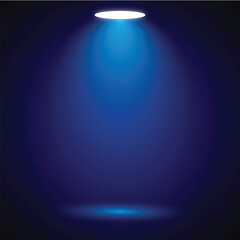 A single spotlight shines brightly on a dark navy blue background