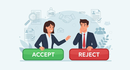Recruitment process decision-making Choosing between hiring and rejecting candidates for a job