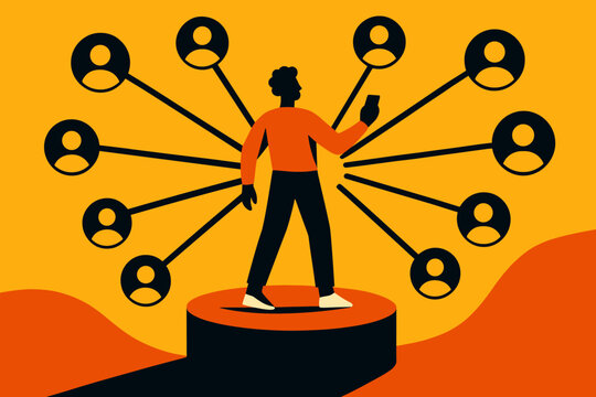 Icon characters influence typography bold dynamic vector platform numbers negative network no