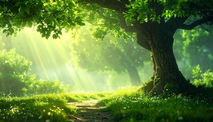 Obraz premium sun rays in the forest