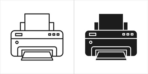 Printer icon set with line and glyph style, perfect for your digital design projects