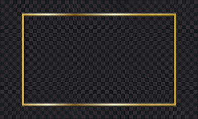 Golden Shiny Rectangle Frame Vector on Transparent Background, Luxury Gold Border