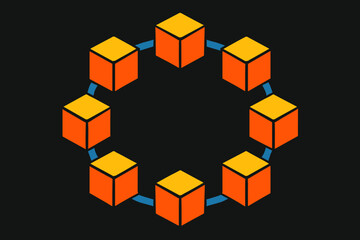 Cube punctuation characters typography no negative bold network flat vector icon blockchain