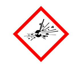 Explosive warning sign. Explosive symbol, warning sign. GHS pictograms globally harmonized system of classification and labelling of chemicals (GHS) illustration on transparent background. 
