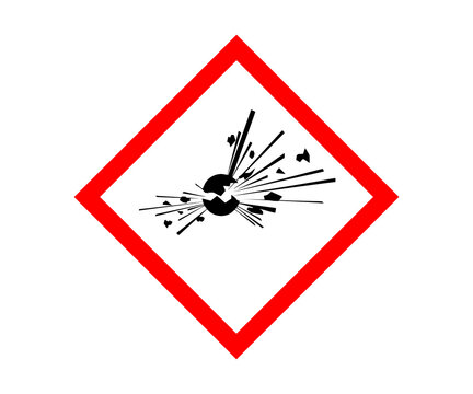 Explosive warning sign. Explosive symbol, warning sign. GHS pictograms globally harmonized system of classification and labelling of chemicals (GHS) illustration on transparent background. 