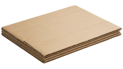 Stack of corrugated cardboard sheets for packaging and shipping, showcasing eco friendly material for logistics and moving needs.