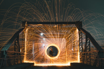 Steel wool spin on bridge