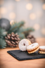 christmas cookies on a wooden background