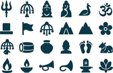 Collection of indian cultural and religious symbols icons set
