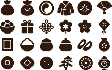 Collection of chinese new year symbols and icons for festive celebrations and cultural designs