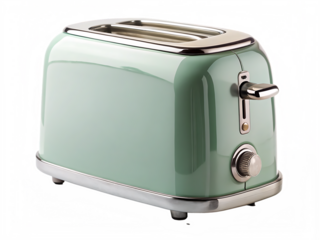 Retro Mint Green Toaster with Chrome Accents and Glitch Art Border kitchen appliance vintage isolated on a transparent background