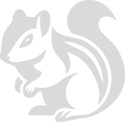 Gray Silhouette of a Stylized Squirrel Animal Icon, Minimalist Squirrel Graphic Illustration