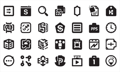 Mixed Style Universal UI Vector Icon Set  Filled Circle and Abstract Glyph for Business & Tech