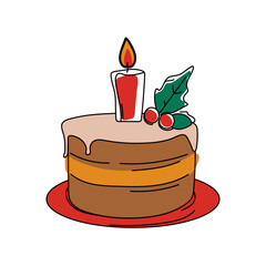 Christmas Cake Decorated With Holly Berries