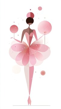 Geometric minimalist  of chic Sugar Plum Fairy with candy