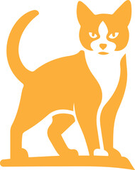 Orange Cat Standing Alert with White Chest and Face, Playful Cat Vector Illustration for Design
