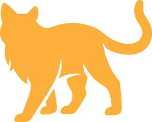 Orange Cat Walking with Tail Raised in Profile Feline, Cute Cat Silhouette for Pet Graphic Art