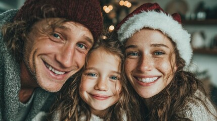 Happy family celebrating christmas together with smiles and warmth