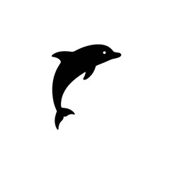 Naklejka premium Black dolphin vector silhouette illustration