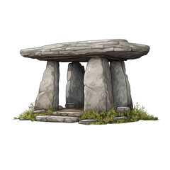 Stone Dolmen Ancient Structure isolated on a transparent background