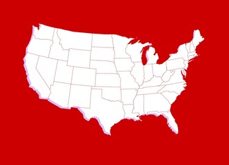 map of united states of america with states borders